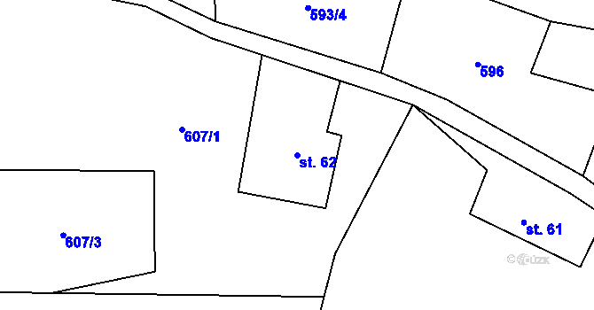 Parcela st. 62 v KÚ Bratrouchov, Katastrální mapa