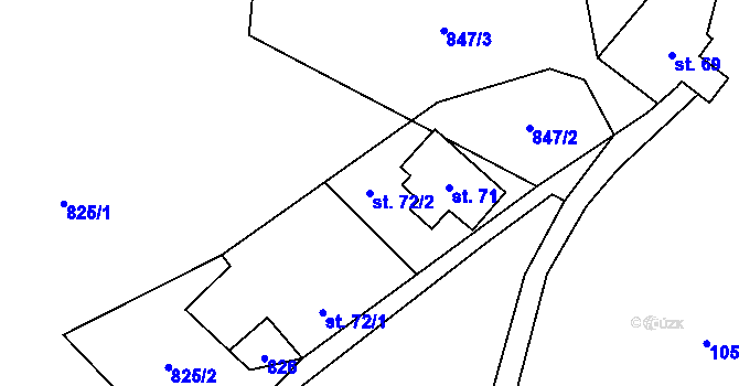 Parcela st. 72/2 v KÚ Bratrouchov, Katastrální mapa