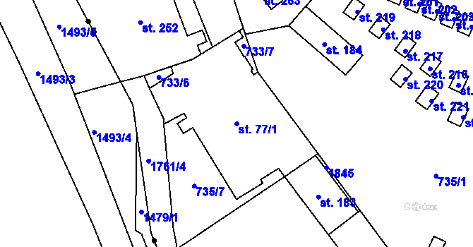 Parcela st. 77/1 v KÚ Bratrouchov, Katastrální mapa