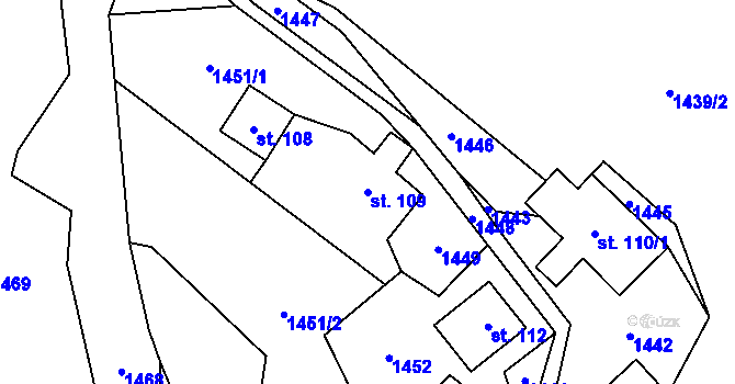 Parcela st. 109 v KÚ Bratrouchov, Katastrální mapa