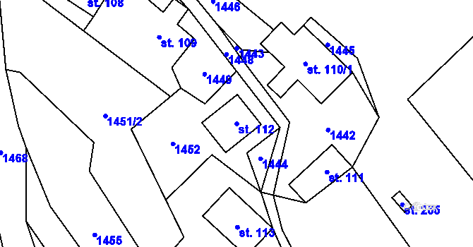 Parcela st. 112 v KÚ Bratrouchov, Katastrální mapa