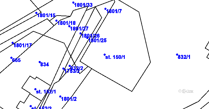 Parcela st. 150/1 v KÚ Bratrouchov, Katastrální mapa