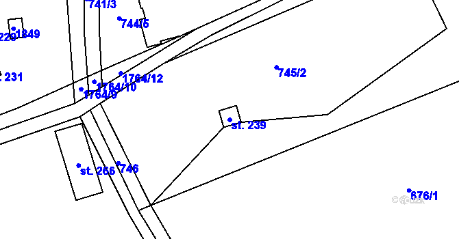 Parcela st. 239 v KÚ Bratrouchov, Katastrální mapa