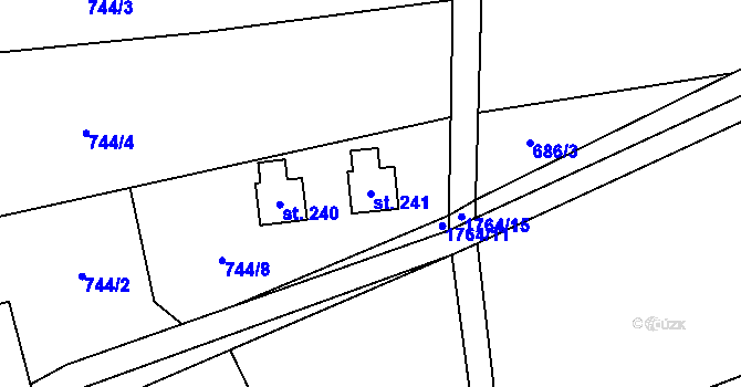 Parcela st. 241 v KÚ Bratrouchov, Katastrální mapa