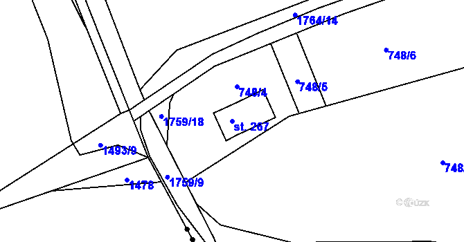 Parcela st. 267 v KÚ Bratrouchov, Katastrální mapa