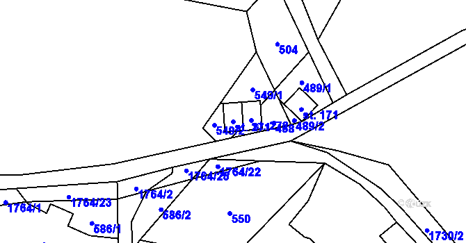Parcela st. 271 v KÚ Bratrouchov, Katastrální mapa