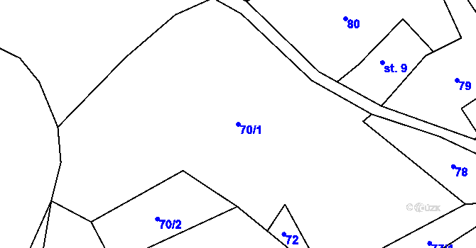 Parcela st. 70/1 v KÚ Bratrouchov, Katastrální mapa