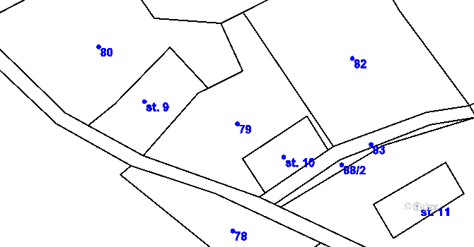 Parcela st. 79 v KÚ Bratrouchov, Katastrální mapa