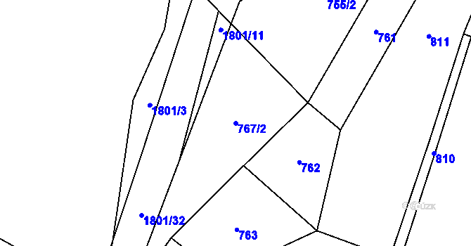 Parcela st. 767/2 v KÚ Bratrouchov, Katastrální mapa