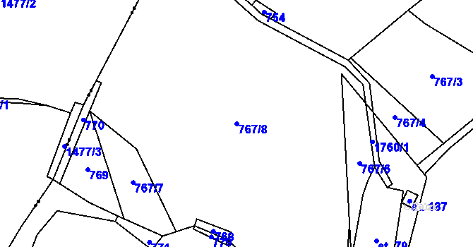 Parcela st. 767/8 v KÚ Bratrouchov, Katastrální mapa