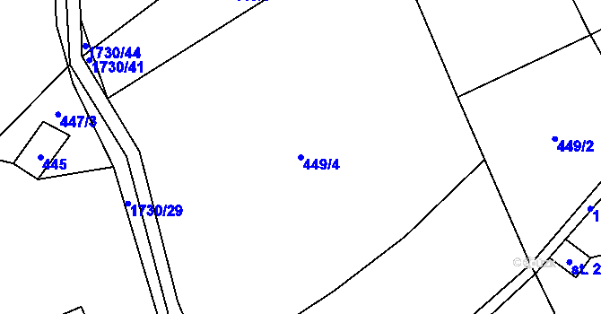 Parcela st. 449/4 v KÚ Bratrouchov, Katastrální mapa
