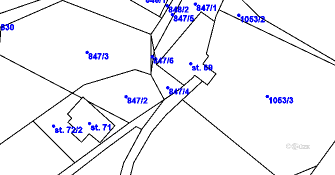Parcela st. 847/4 v KÚ Bratrouchov, Katastrální mapa