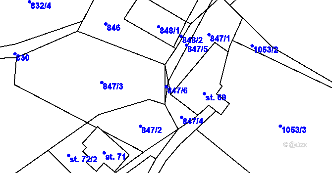 Parcela st. 847/6 v KÚ Bratrouchov, Katastrální mapa