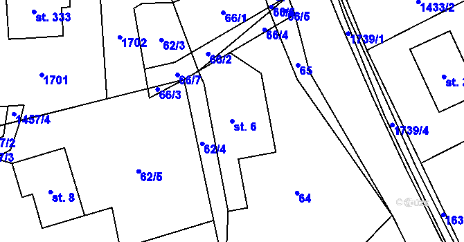 Parcela st. 6 v KÚ Bratrušov, Katastrální mapa