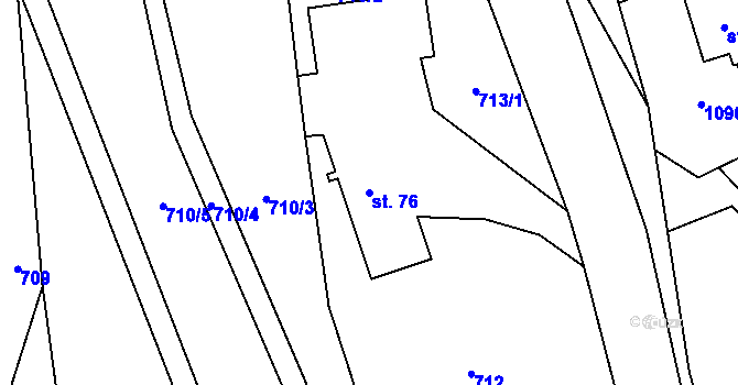 Parcela st. 76 v KÚ Bratrušov, Katastrální mapa