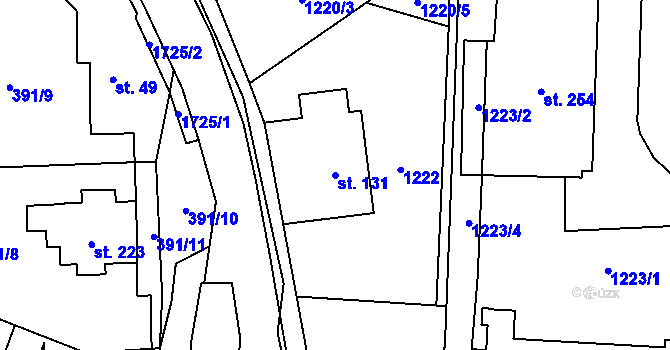 Parcela st. 131 v KÚ Bratrušov, Katastrální mapa