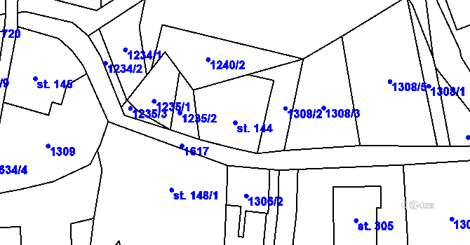 Parcela st. 144 v KÚ Bratrušov, Katastrální mapa