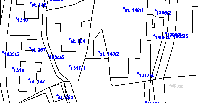 Parcela st. 148/2 v KÚ Bratrušov, Katastrální mapa