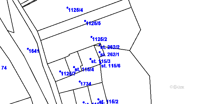 Parcela st. 262/1 v KÚ Bratrušov, Katastrální mapa