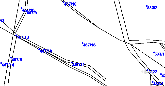Parcela st. 467/16 v KÚ Bratrušov, Katastrální mapa