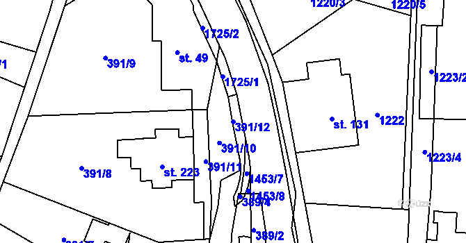 Parcela st. 391/12 v KÚ Bratrušov, Katastrální mapa