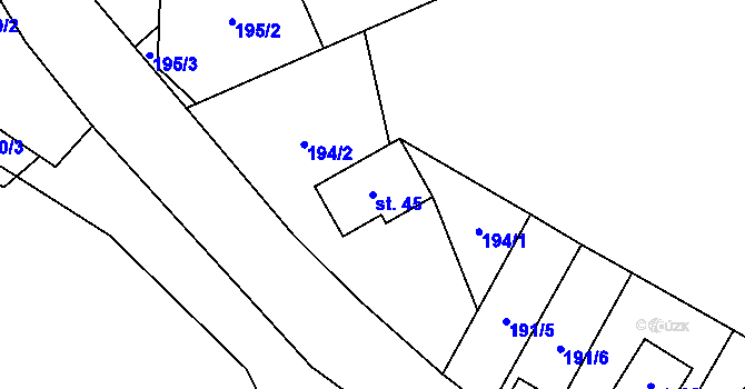 Parcela st. 45 v KÚ Osikov, Katastrální mapa