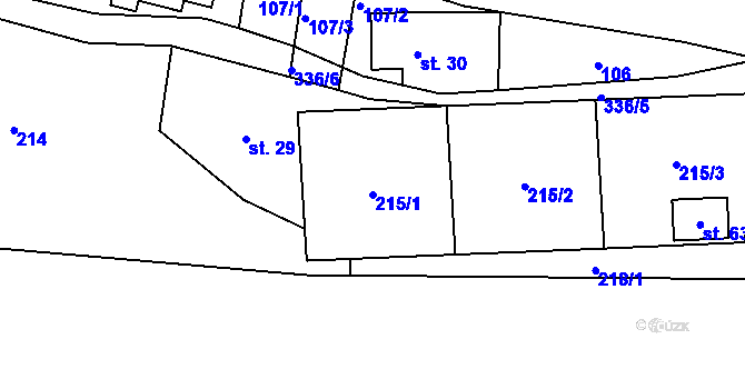 Parcela st. 215/1 v KÚ Osikov, Katastrální mapa
