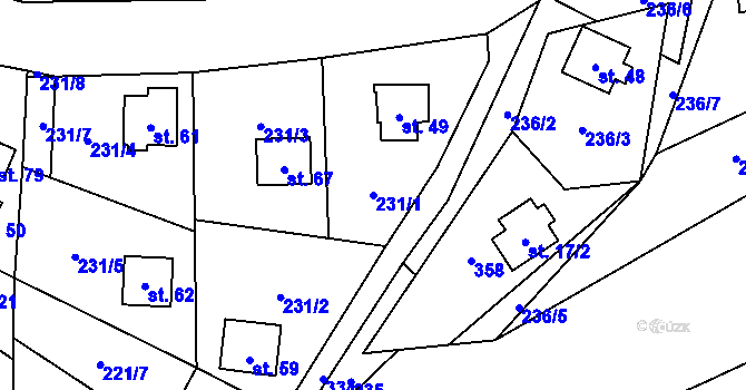Parcela st. 231/1 v KÚ Osikov, Katastrální mapa