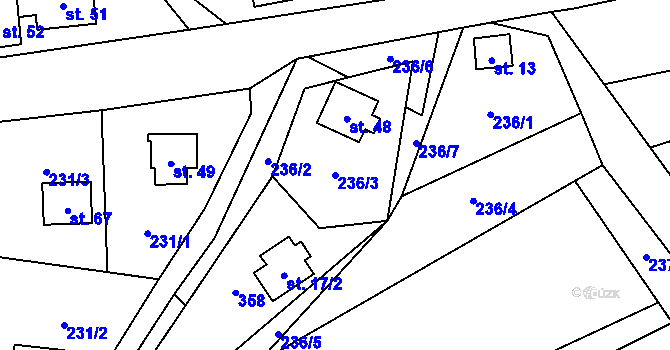 Parcela st. 236/3 v KÚ Osikov, Katastrální mapa