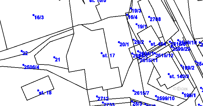Parcela st. 17 v KÚ Bratřejov u Vizovic, Katastrální mapa