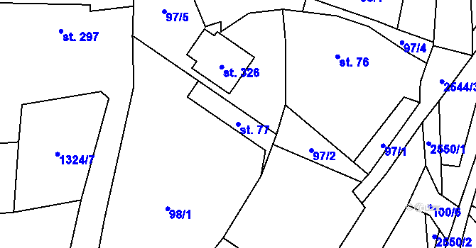 Parcela st. 77 v KÚ Bratřejov u Vizovic, Katastrální mapa
