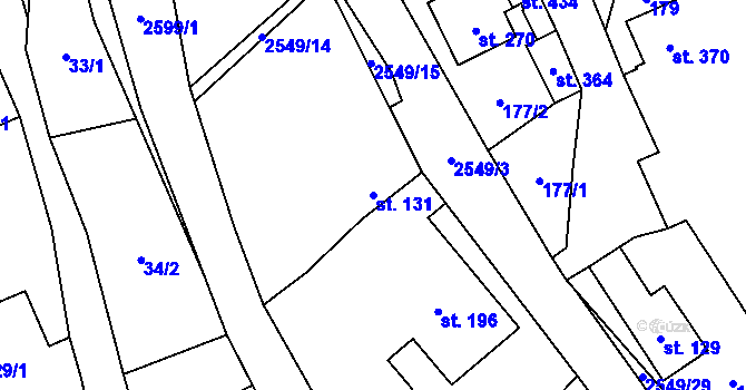 Parcela st. 131 v KÚ Bratřejov u Vizovic, Katastrální mapa