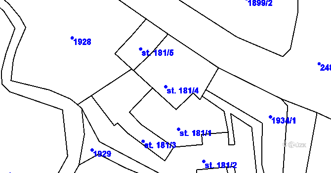Parcela st. 181/4 v KÚ Bratřejov u Vizovic, Katastrální mapa