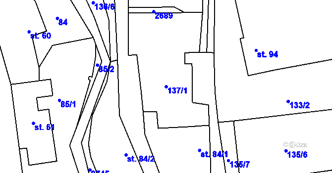 Parcela st. 137/1 v KÚ Bratřejov u Vizovic, Katastrální mapa