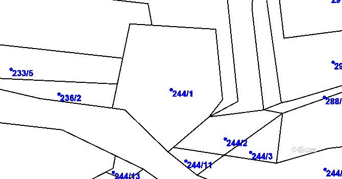Parcela st. 244/1 v KÚ Bratřejov u Vizovic, Katastrální mapa