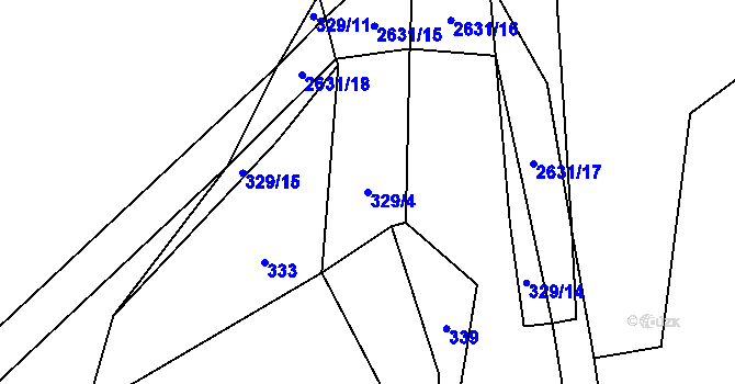 Parcela st. 329/4 v KÚ Bratřejov u Vizovic, Katastrální mapa