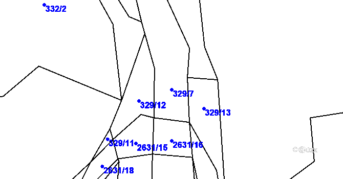 Parcela st. 329/7 v KÚ Bratřejov u Vizovic, Katastrální mapa