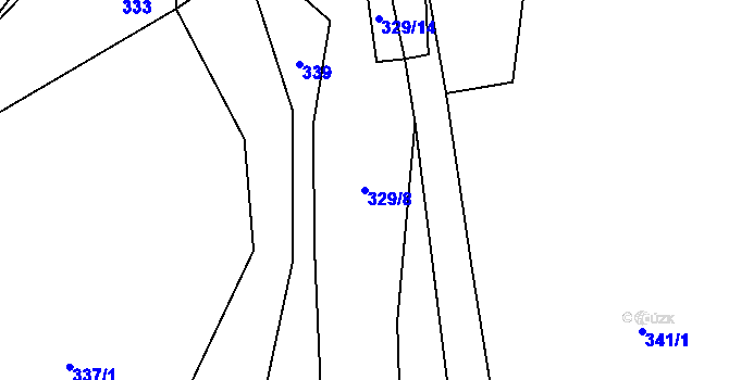 Parcela st. 329/8 v KÚ Bratřejov u Vizovic, Katastrální mapa