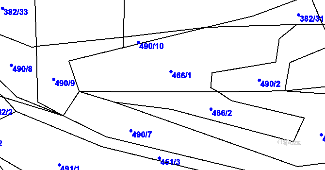 Parcela st. 466 v KÚ Bratřejov u Vizovic, Katastrální mapa