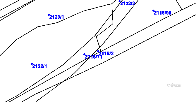 Parcela st. 2118/2 v KÚ Bratřejov u Vizovic, Katastrální mapa