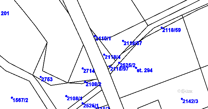 Parcela st. 2118/4 v KÚ Bratřejov u Vizovic, Katastrální mapa