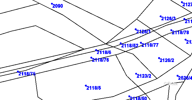 Parcela st. 2118/6 v KÚ Bratřejov u Vizovic, Katastrální mapa