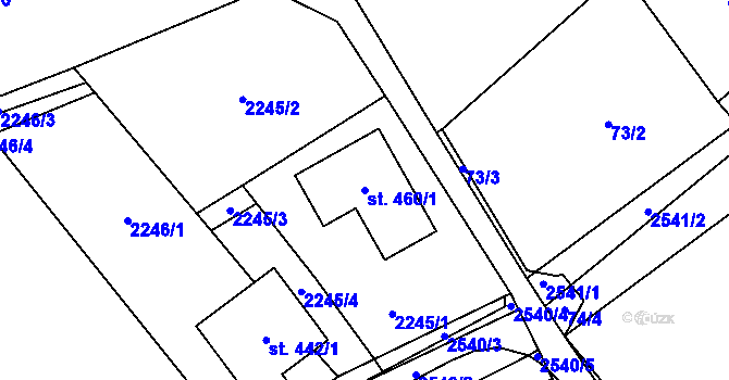 Parcela st. 460/1 v KÚ Bratřejov u Vizovic, Katastrální mapa