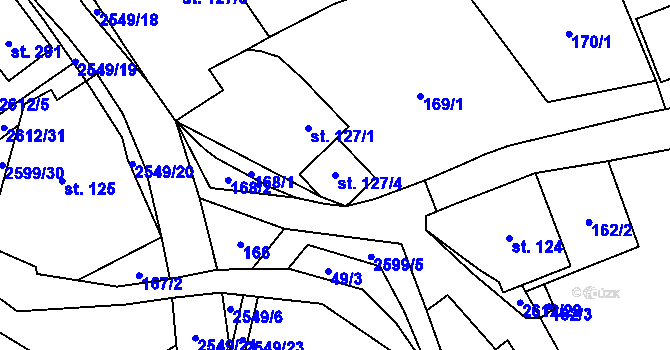 Parcela st. 127/4 v KÚ Bratřejov u Vizovic, Katastrální mapa