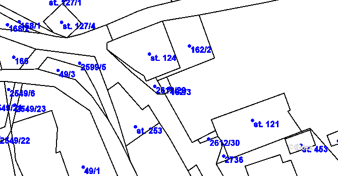 Parcela st. 162/3 v KÚ Bratřejov u Vizovic, Katastrální mapa