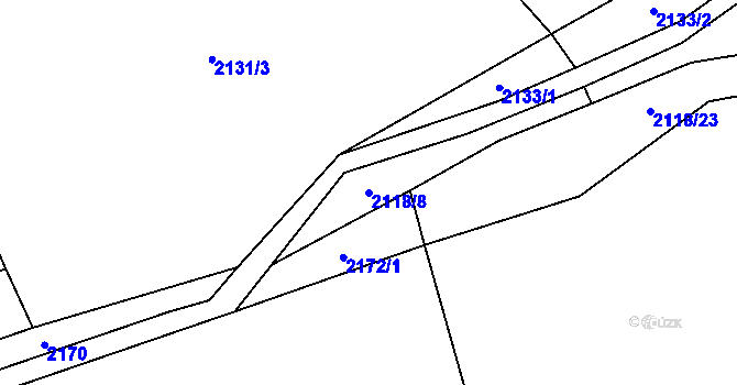 Parcela st. 2118/8 v KÚ Bratřejov u Vizovic, Katastrální mapa