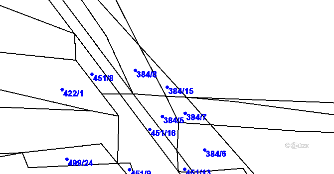 Parcela st. 384/15 v KÚ Bratřejov u Vizovic, Katastrální mapa