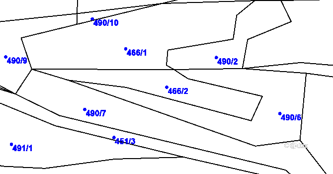 Parcela st. 466/2 v KÚ Bratřejov u Vizovic, Katastrální mapa