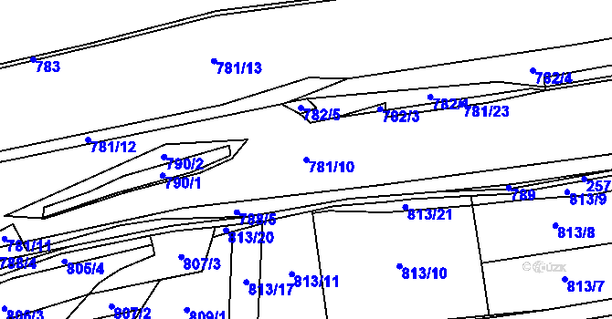 Parcela st. 781/10 v KÚ Bratřejov u Vizovic, Katastrální mapa