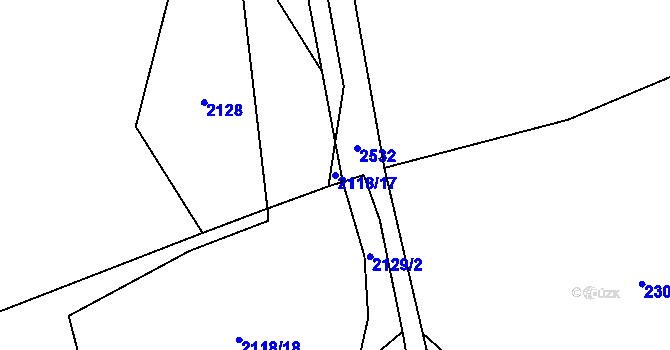 Parcela st. 2118/17 v KÚ Bratřejov u Vizovic, Katastrální mapa